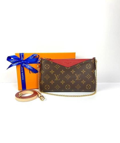 Женский клатч Louis Vuitton Pallas MNG Noir из канвы коричневый 22/13/5 см A85645 фото-6