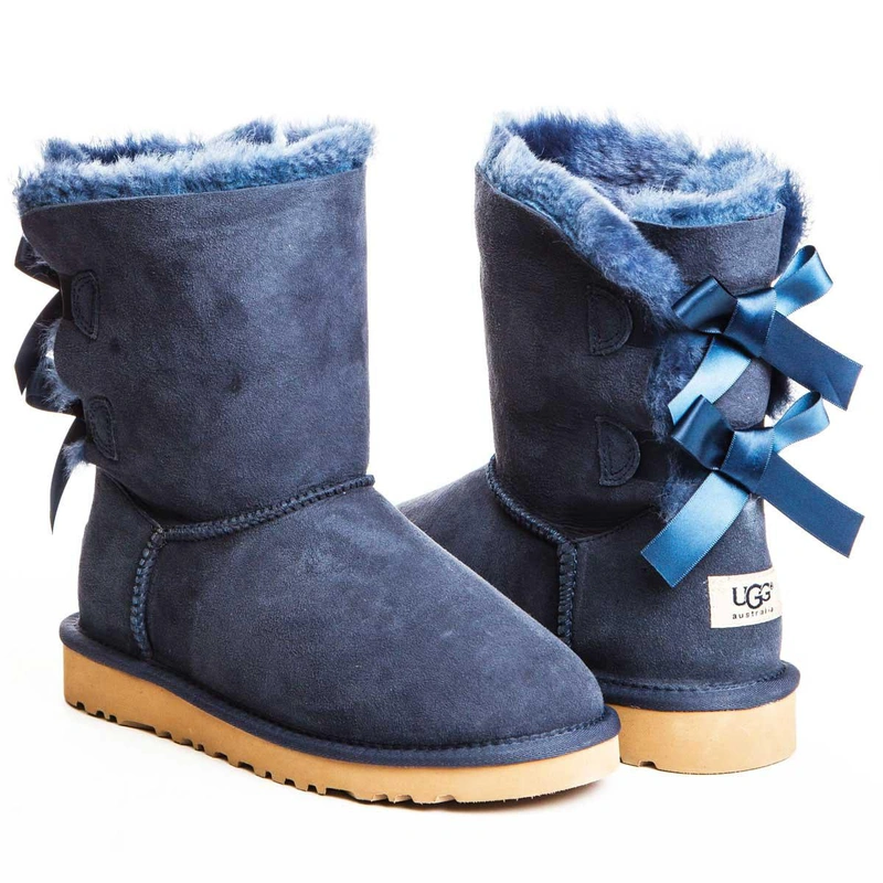 Угги женские ботинки UGG Bailey Bow Navi фото-4