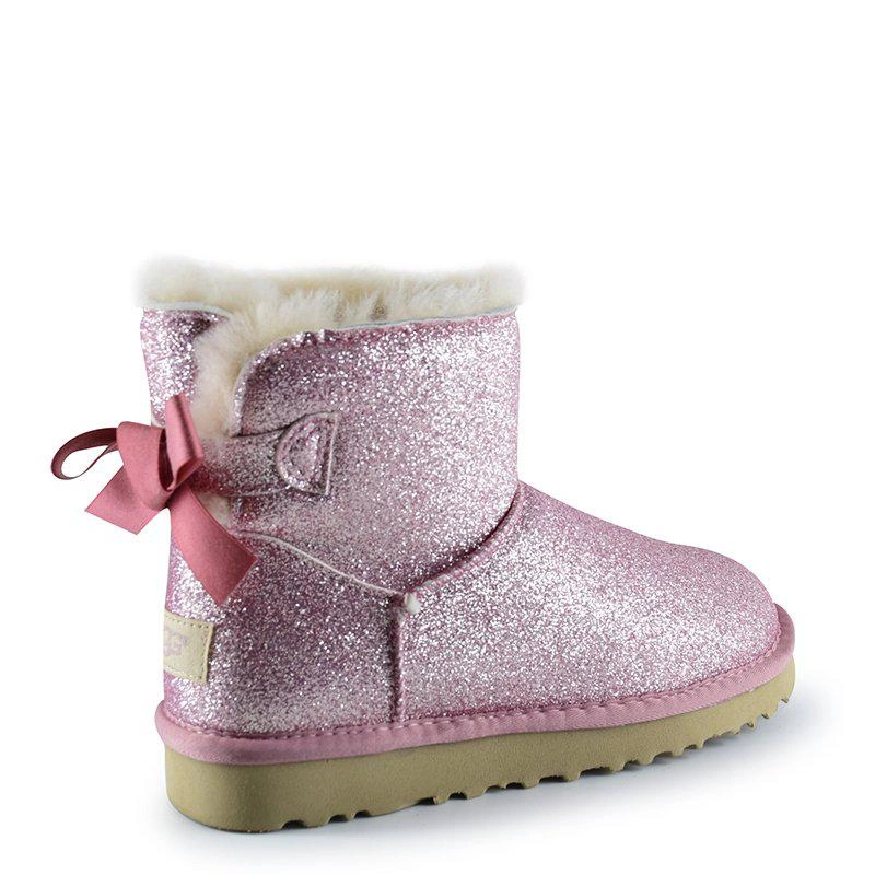 Угги женские с пайетками UGG Mini Bailey Bow Sparkle Fashion Pink фото-4