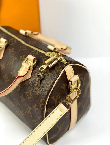 Женская сумка Louis Vuitton Speedy Bandouliere из канвы Monogram коричневая 25/19/15 см фото-8