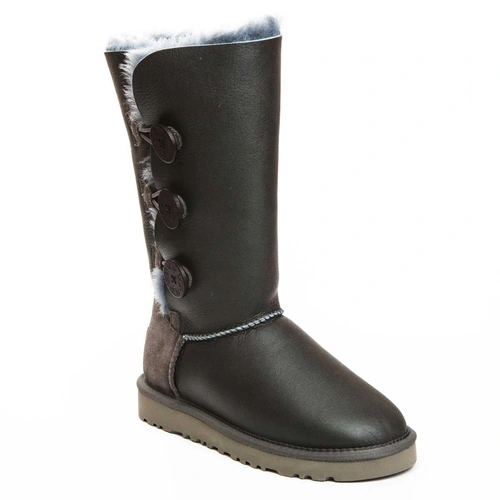 Угги женские сапоги UGG Triplet Bailey Button Metallic Grey фото-3