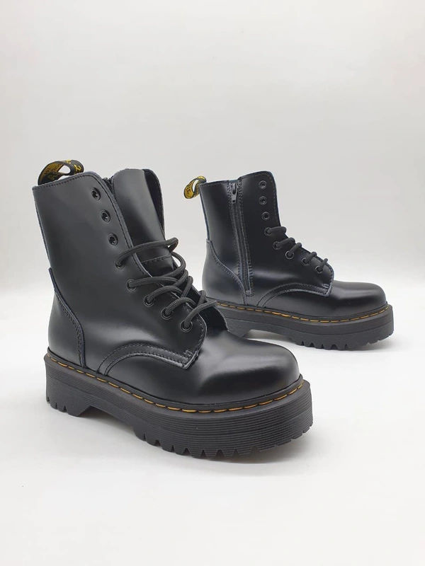 Ботинки женские Dr.Martens 1460 Jadon Re 2020 на платформе черные с желтыми шнурками фото-3