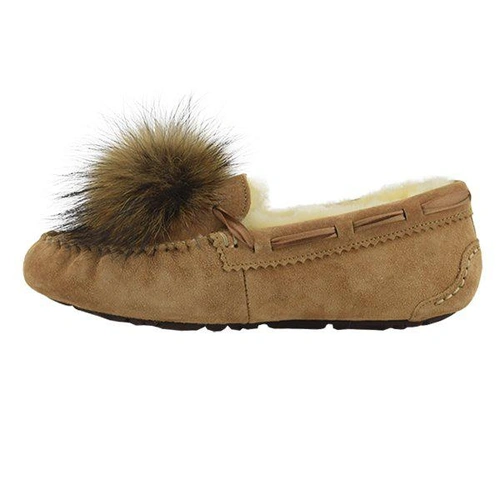 Угги женские мокасины UGG Pom Pom Dakota Chestnut фото-5