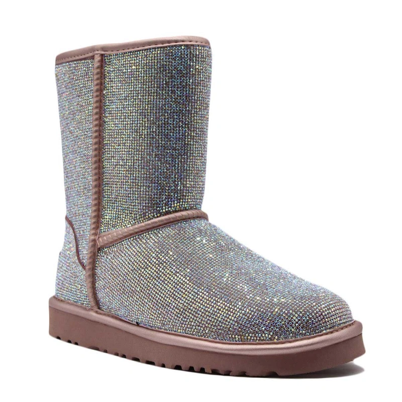 Угги женские ботинки UGG Jimmy Choo Swarovski Pink Drill фото-2