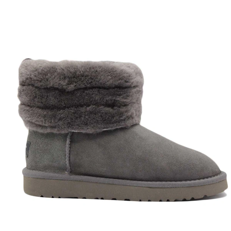 Угги женские ботинки UGG Mini Fluff Quilted Boot Grey