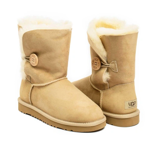 Угги женские ботинки UGG Bailey Button Sand фото-2