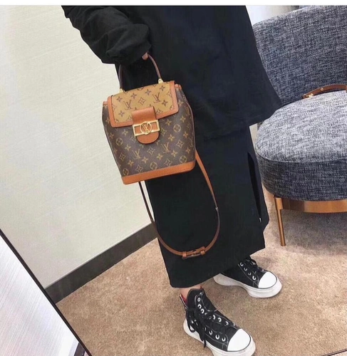 Рюкзак женский  Louis Vuitton из канвы коричневый 22/22 см фото-3