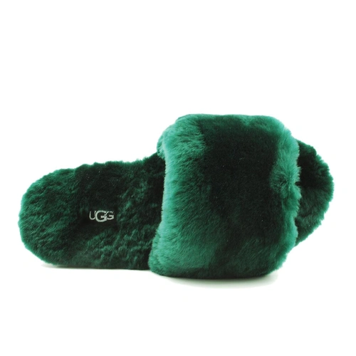 Угги тапочки женские UGG Fluff Slide Slippers Dark Green фото-2