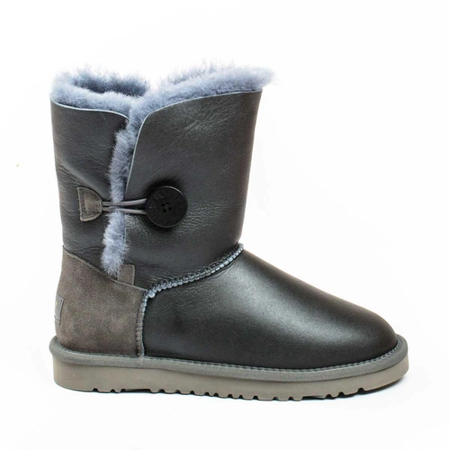 Угги женские ботинки UGG Bailey Button Metallic Grey