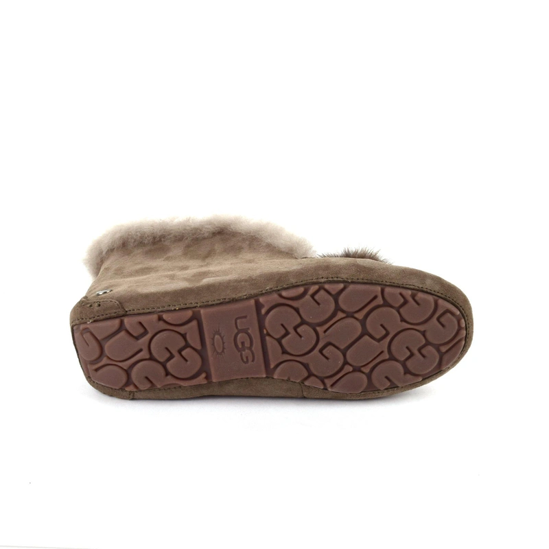 Угги женские мокасины UGG Alena Pom Pom Chocolate фото-2