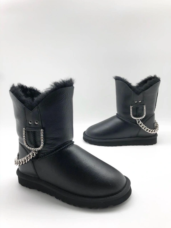 Угги-сапоги женские из овчины Ugg черные фото-3