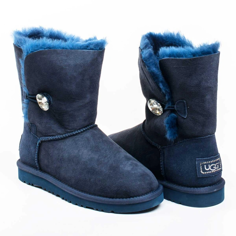 Угги женские ботинки UGG Bailey Button Bling Navi фото-2