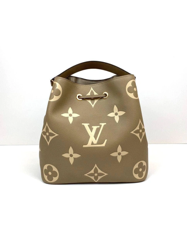 Сумка женская кожаная Louis Vuitton Neonoe MM бежевая с кошельком 26/26/17,5 см фото-5