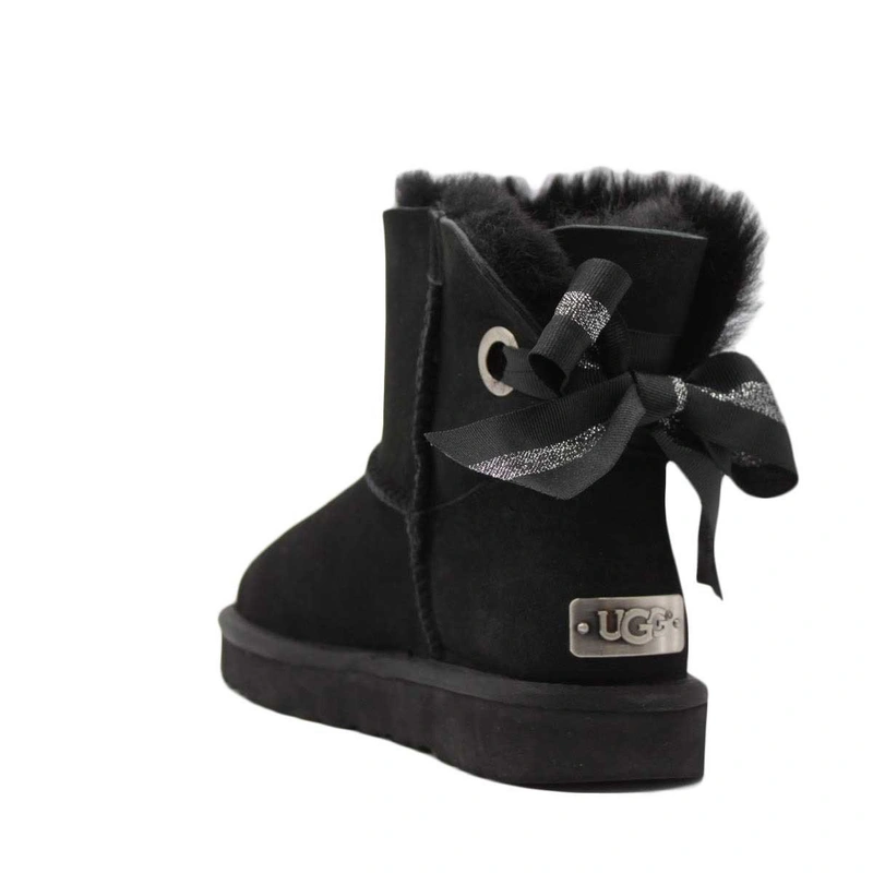 Угги женские ботинки UGG II Mini Bailey Bow Customizable Black фото-3