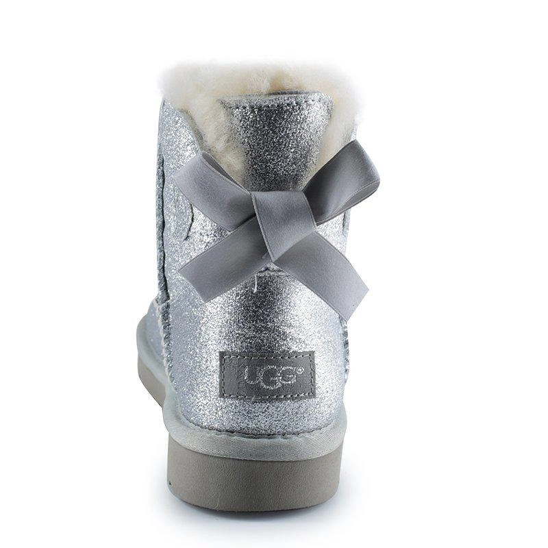 Угги женские с пайетками UGG Mini Bailey Bow Sparkle Fashion Silver фото-5