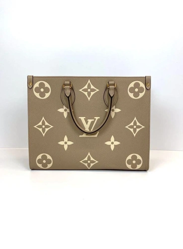 Женская сумка Louis Vuitton Onthego премиум-люкс бежевая MM 35*28 фото-3