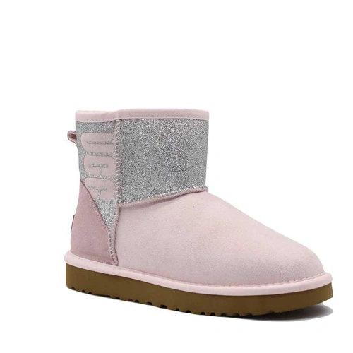 Угги женские ботинки UGG Mini Classic Sparkle Boot Seashell Pink фото-3