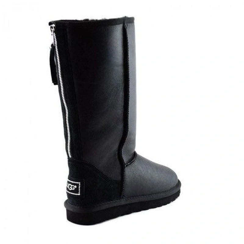 Угги женские UGG Tall Zip Metallic Black фото-2