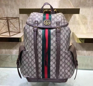 Рюкзак Gucci из канвы серый с рисунком-монограммой 45/35 см фото-