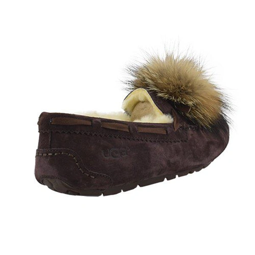 Угги женские мокасины UGG Pom Pom Dakota Chocolate фото-3