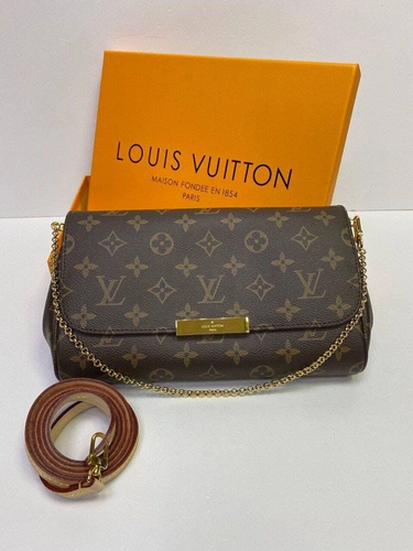 Женская сумка Louis Vuitton Favorite MM премиум-люкс коричневая 25/15