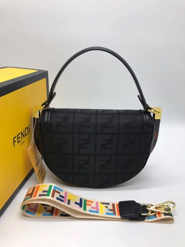 Женская сумка Fendi из монограммной ткани черная 25/17/8 фото-3