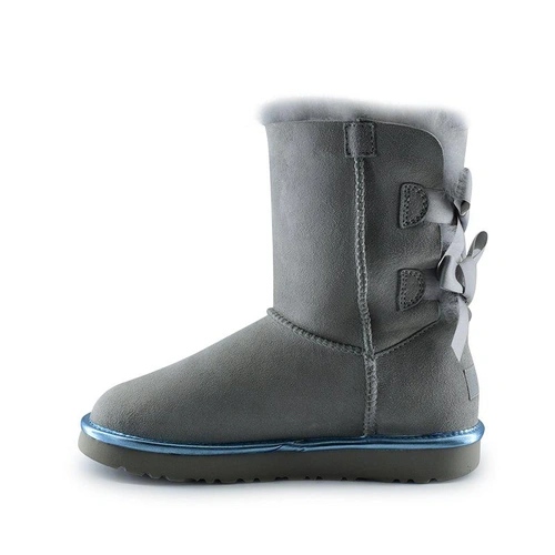 Угги женские UGG II Bailey Bow Metallic Grey фото-3