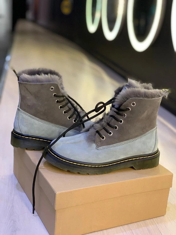 Ботинки женские Dr Martens зимние серо-коричневые