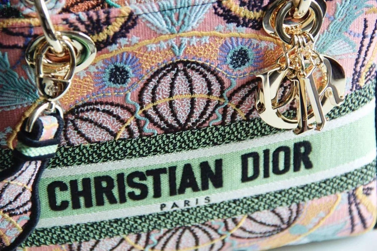 Женская сумка Dior разноцветная 24/24 см премиум-люкс коллекция 2021-2022 фото-4