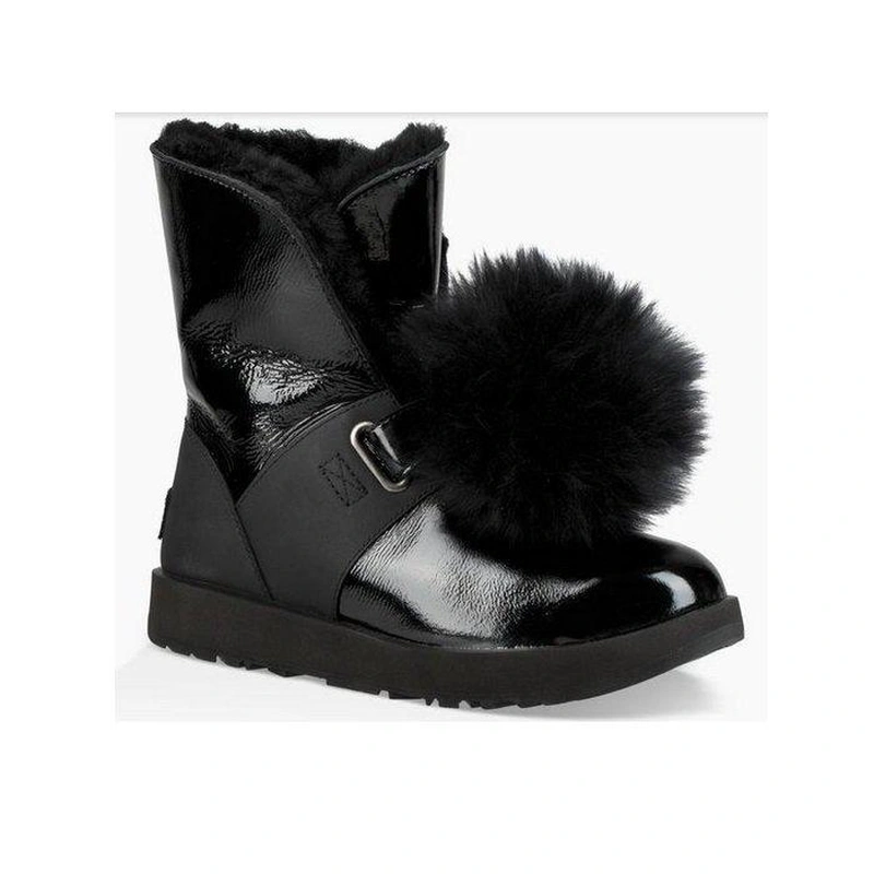 Угги женские ботинки UGG Isley Patent Black фото-4