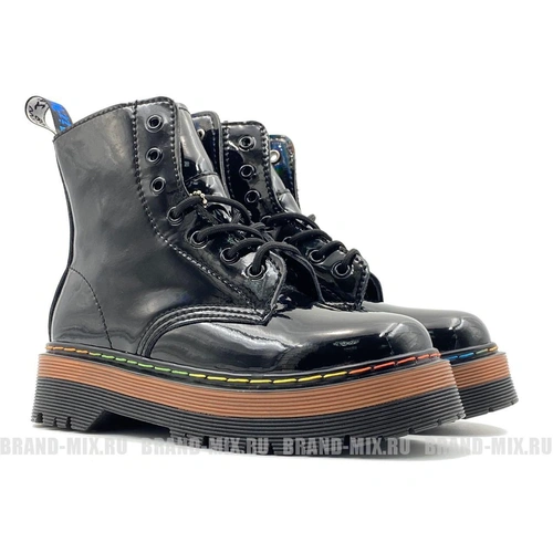 Мартинсы ботинки Dr Martens 1460 Jadon Lacquered на платформе чёрные