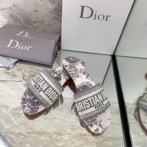 Шлёпанцы женские Christian Dior светло-серые премиум-люкс коллекция 2021-2022 фото-4