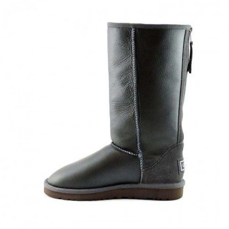 Угги женские UGG Tall Zip Metallic Grey фото-4