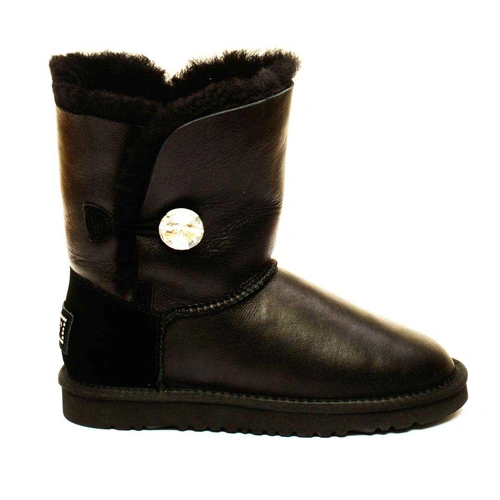 Угги женские ботинки UGG Bailey Button Bling Metallic Black