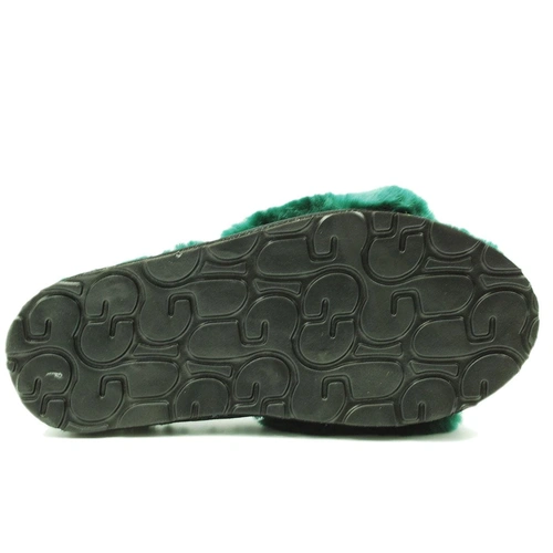 Угги тапочки женские UGG Fluff Slide Slippers Dark Green фото-3