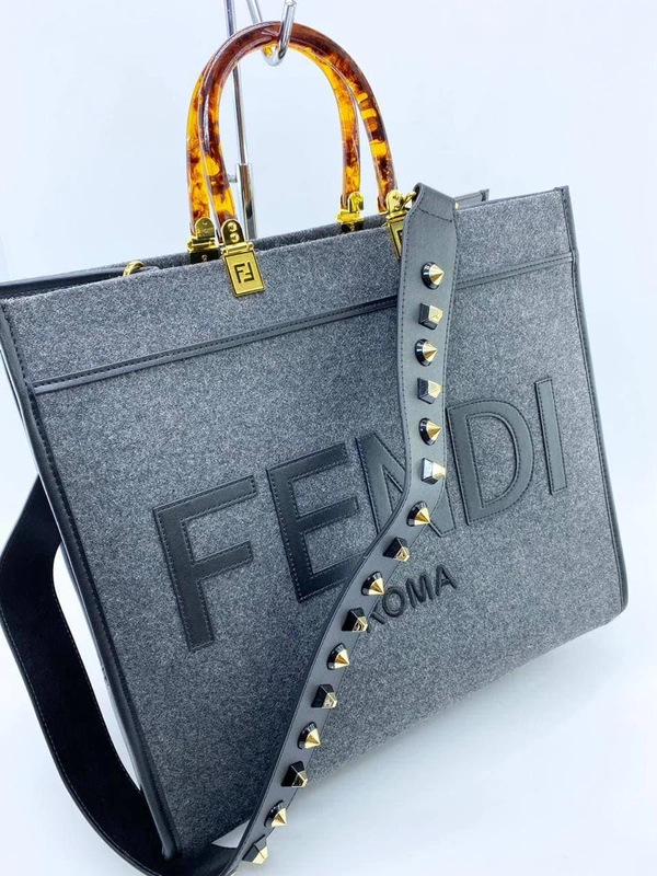 Женская сумка Fendi синяя 39/35/20 коллекция 2021-2022 фото-3