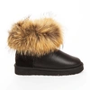 Угги женские ботинки UGG Mini Fox Fur Metallic Black фото-1