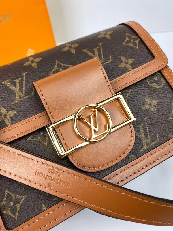 Женская сумка Louis Vuitton Dauphine mini премиум-люкс коричневая фото-9