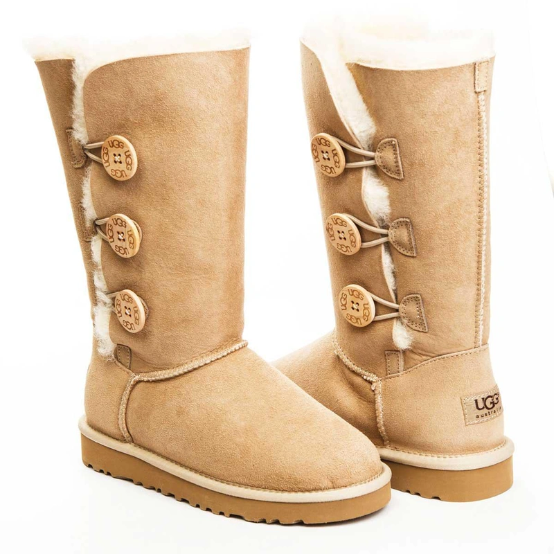 Угги женские сапоги UGG Triplet Bailey Button Sand фото-4