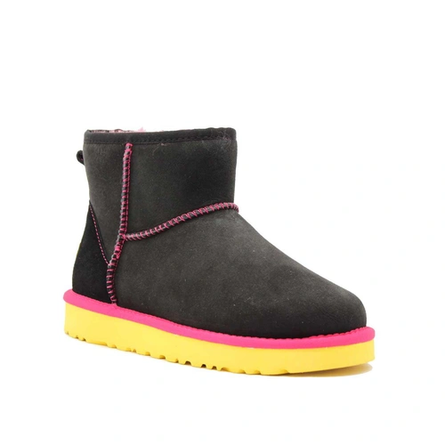 Угги женские ботинки UGG Mini Classic Black-Yellow фото-2