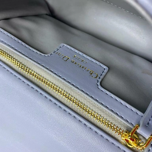 Женская кожаная сумка-клатч Dior со стежкой голубая 21/13/7 см фото-6
