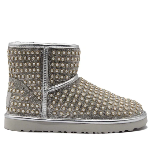 Угги женские ботинки UGG Mini Swarovski Pearl White