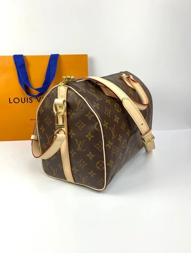 Женская сумка Louis Vuitton Speedy Bandouliere из канвы Monogram коричневая 30/21/17 см фото-6