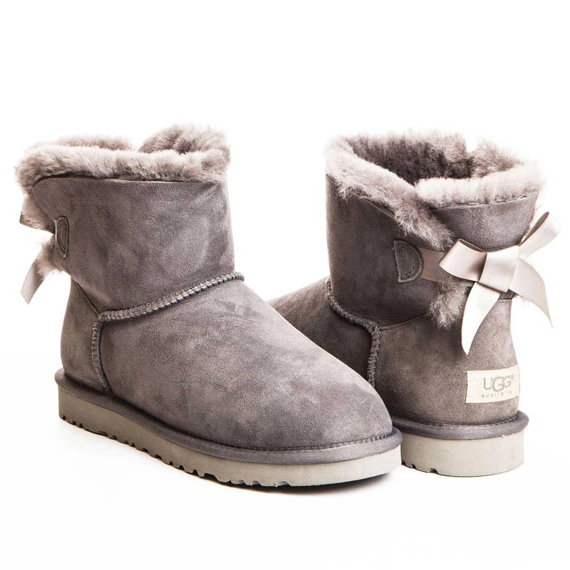 Угги женские ботинки UGG Mini Bailey Bow Grey фото-4