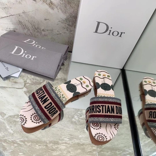 Шлёпанцы женские Christian Dior разноцветные премиум-люкс коллекция 2021-2022 A73247 фото-4