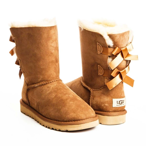 Угги женские ботинки UGG Bailey Bow Chestnut фото-2