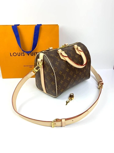 Женская сумка Louis Vuitton Speedy Bandouliere из канвы Monogram коричневая 30/21/17 см