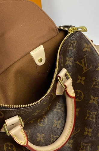 Женская сумка Louis Vuitton Speedy Bandouliere из канвы Monogram коричневая 30/21/17 см фото-5