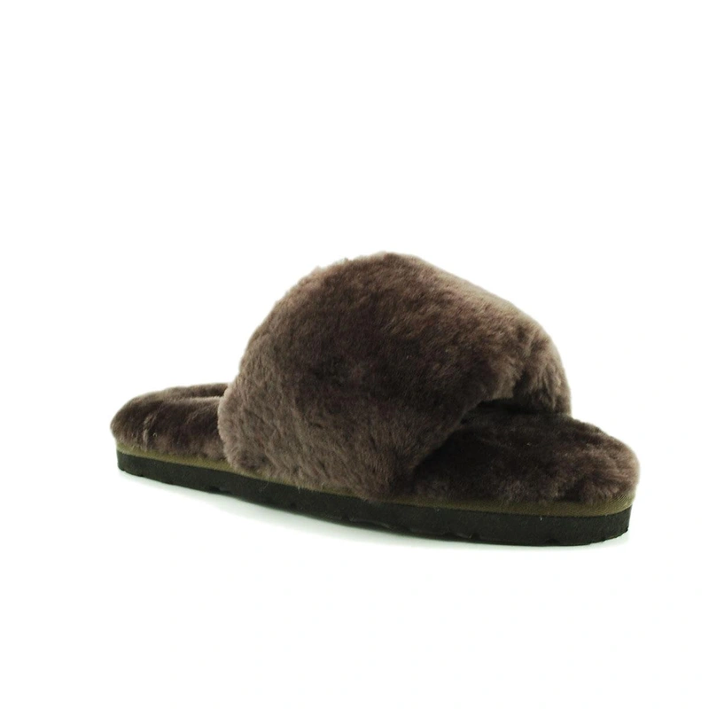 Угги тапочки женские UGG Fluff Slide Slippers Chocolate