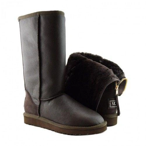 Угги женские UGG Tall Zip Metallic Chocolate фото-3